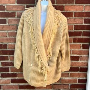 Vintage 90s mohair oversized cardigan sweater, shoulder pads and fringe